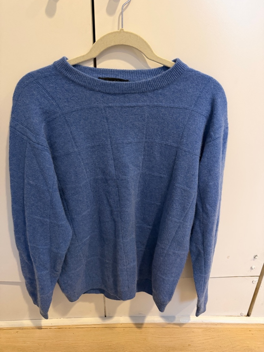 Men's Crewneck Blue Cashmere-Blend Sweater
